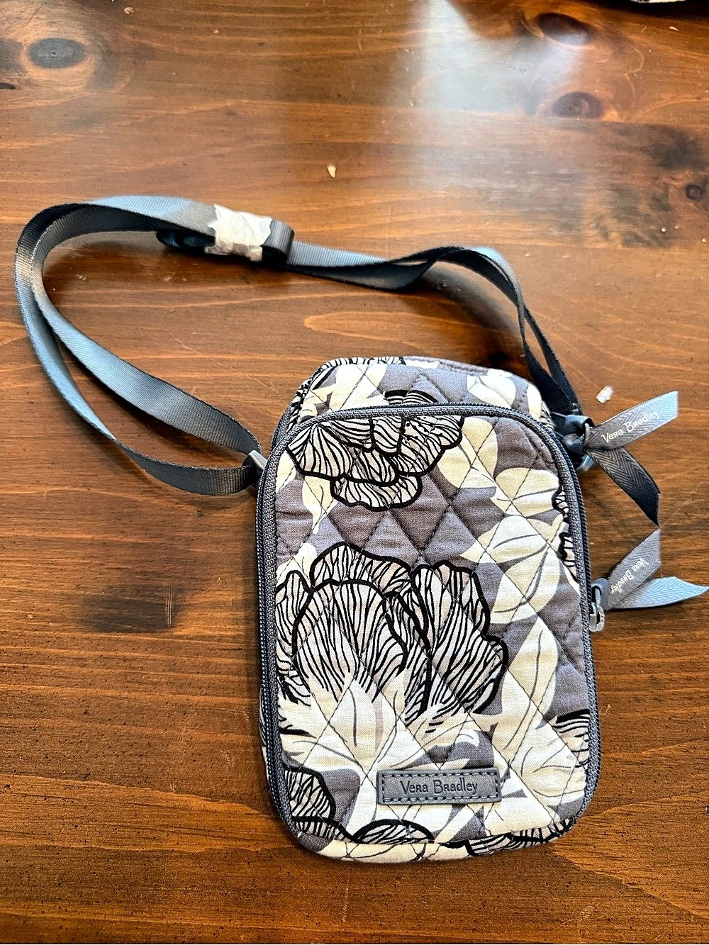 Vera Bradley RFID All in One Crossbody Gray & White Floral
